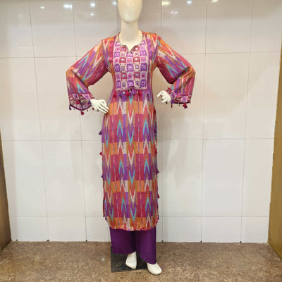 Long kameez crepe patolla printed kurta with palazzo
